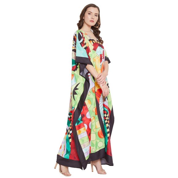 Lady Tribal Printed Plus Size Kaftan Dress for Women Maxi Kimono by Gypsie Blu - Picture 5 of 10